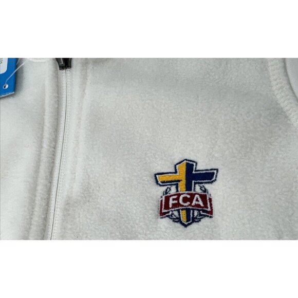 Columbia Fleece Vest Womens Medium Ivory Full Zip Give and Go Layer FCA Logo NEW - Picture 7 of 13